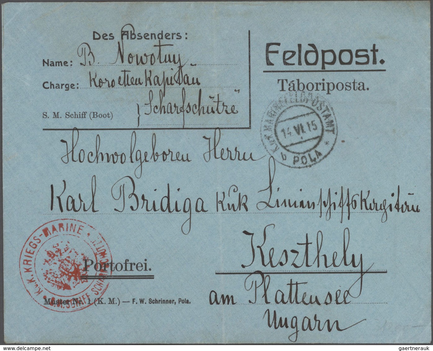 Österreich: 1901 - 1917 (ca.), 43 Feldpost-Belege, Zumeist Marineschiffspost (z.B. "SMS Prinz Eugen, - Collections