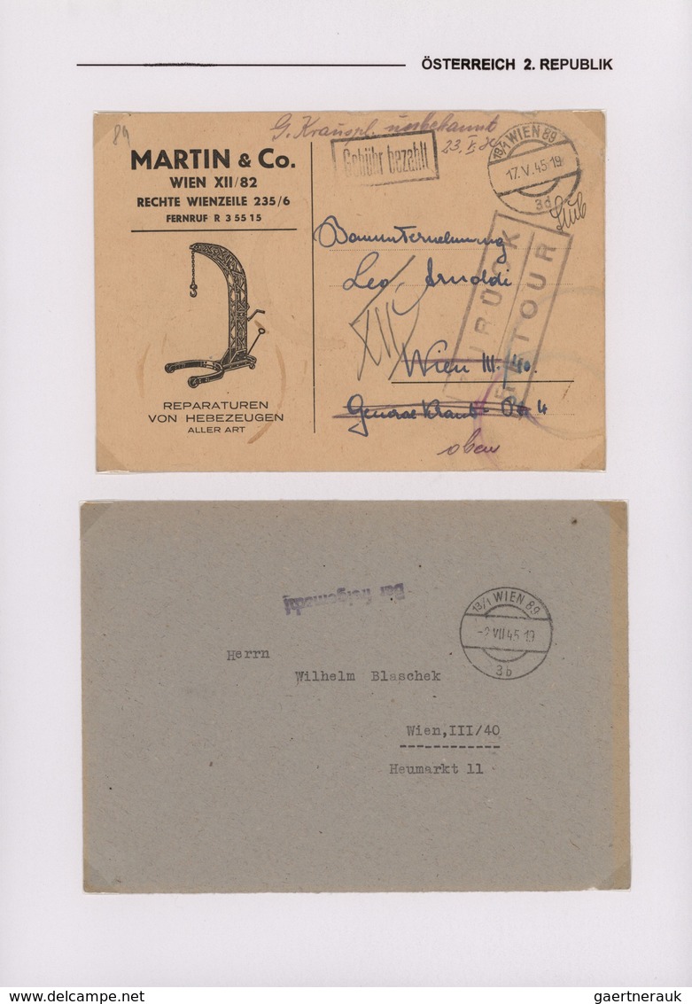 Österreich: 1945/1946, BARFREIMACHUNG, Sammlung Mit Ca.90 Belegen Im Ordner, Dabei Verschiedene Form - Collections