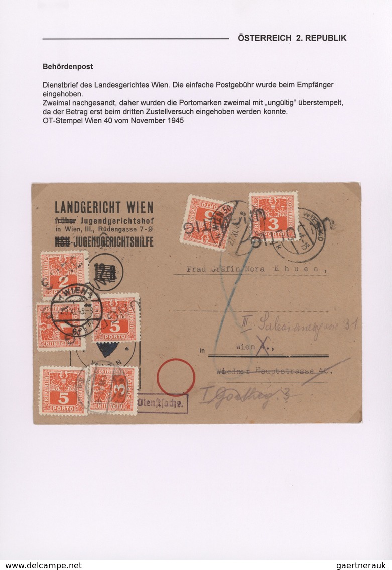 Österreich: 1945/1947, Reichhaltige Spezialsammlung Der BEHÖRDENPOST Mit Ca.120 Belegen Im Ordner, D - Sammlungen