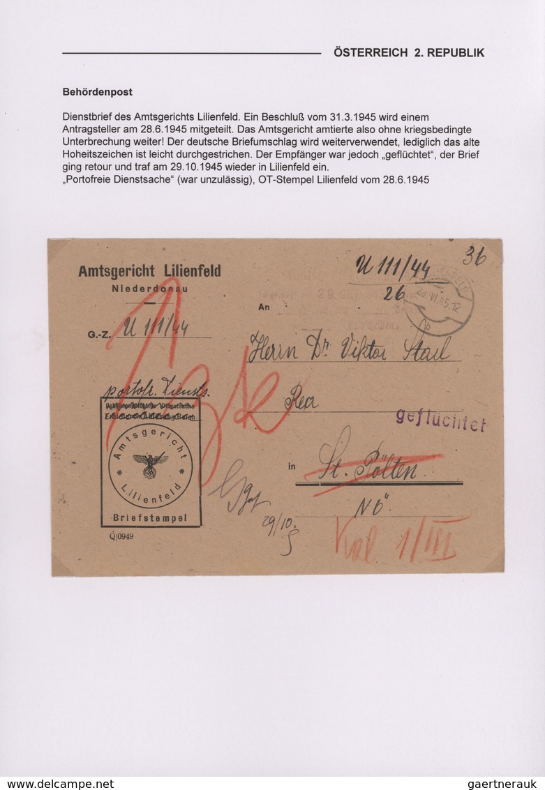 Österreich: 1945/1947, Reichhaltige Spezialsammlung Der BEHÖRDENPOST Mit Ca.120 Belegen Im Ordner, D - Sammlungen