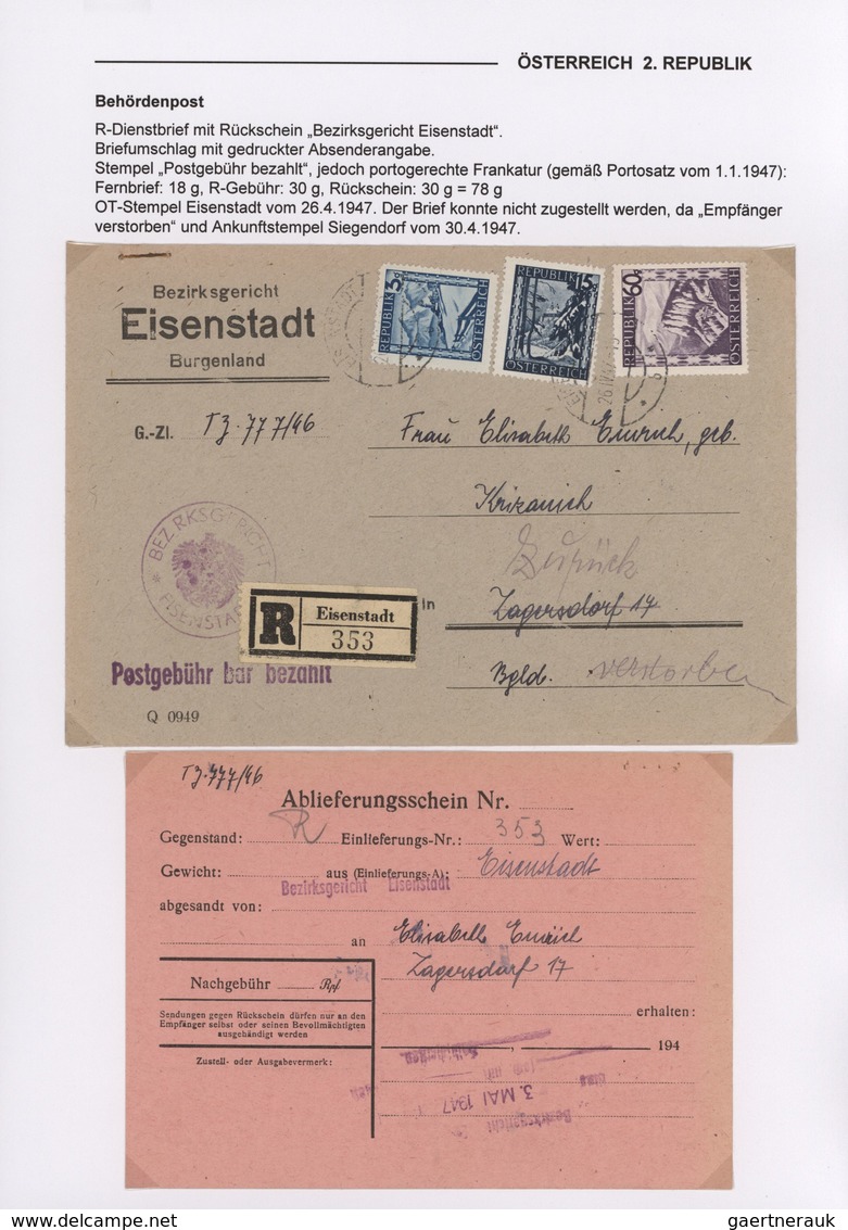 Österreich: 1945/1947, Reichhaltige Spezialsammlung Der BEHÖRDENPOST Mit Ca.120 Belegen Im Ordner, D - Sammlungen