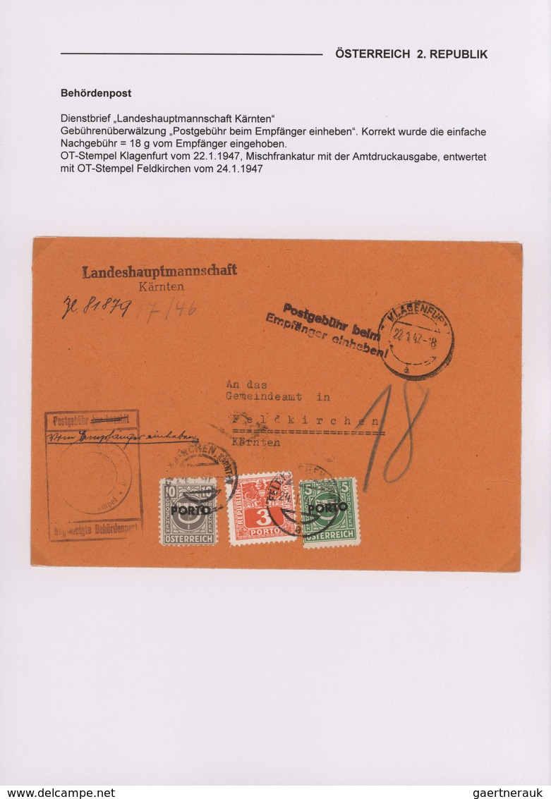 Österreich: 1945/1947, Reichhaltige Spezialsammlung Der BEHÖRDENPOST Mit Ca.120 Belegen Im Ordner, D - Sammlungen