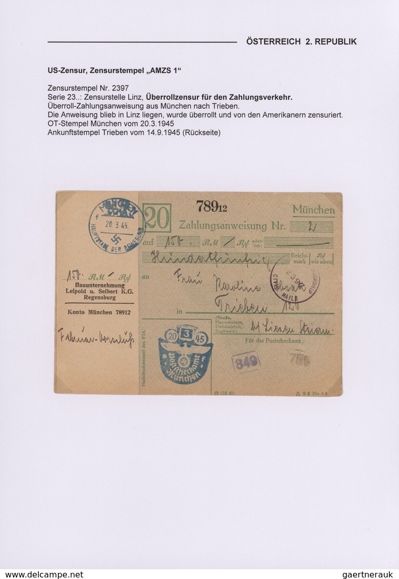 Österreich: 1945/1948, US-ZENSUR In Österreich, Reichhaltige Sammlung Mit Ca.80 Belegen, Dabei Versc - Collections