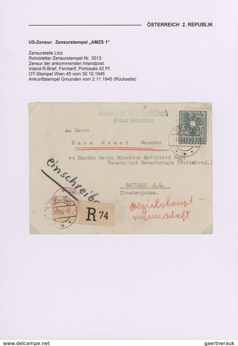 Österreich: 1945/1948, US-ZENSUR In Österreich, Reichhaltige Sammlung Mit Ca.80 Belegen, Dabei Versc - Sammlungen