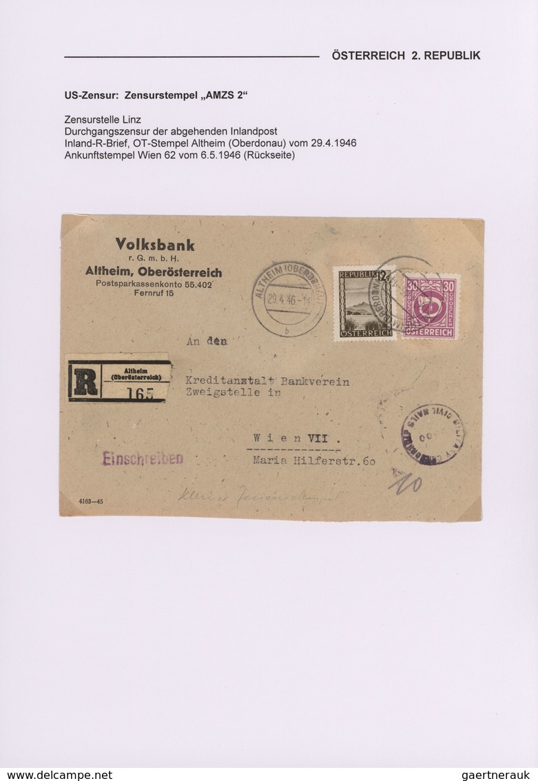 Österreich: 1945/1948, US-ZENSUR in Österreich, reichhaltige Sammlung mit ca.80 Belegen, dabei versc