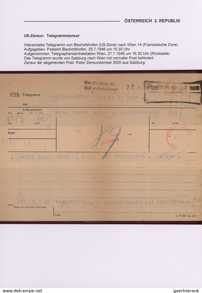 Österreich: 1945/1948, US-ZENSUR in Österreich, reichhaltige Sammlung mit ca.80 Belegen, dabei versc