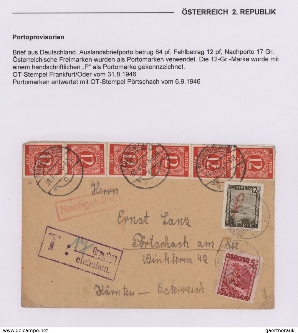 Österreich - Portomarken: 1945/1949, Sehr Gehaltvolle Ausstellungs-Sammlung Mit Ca.90 Belegen, Dabei - Taxe