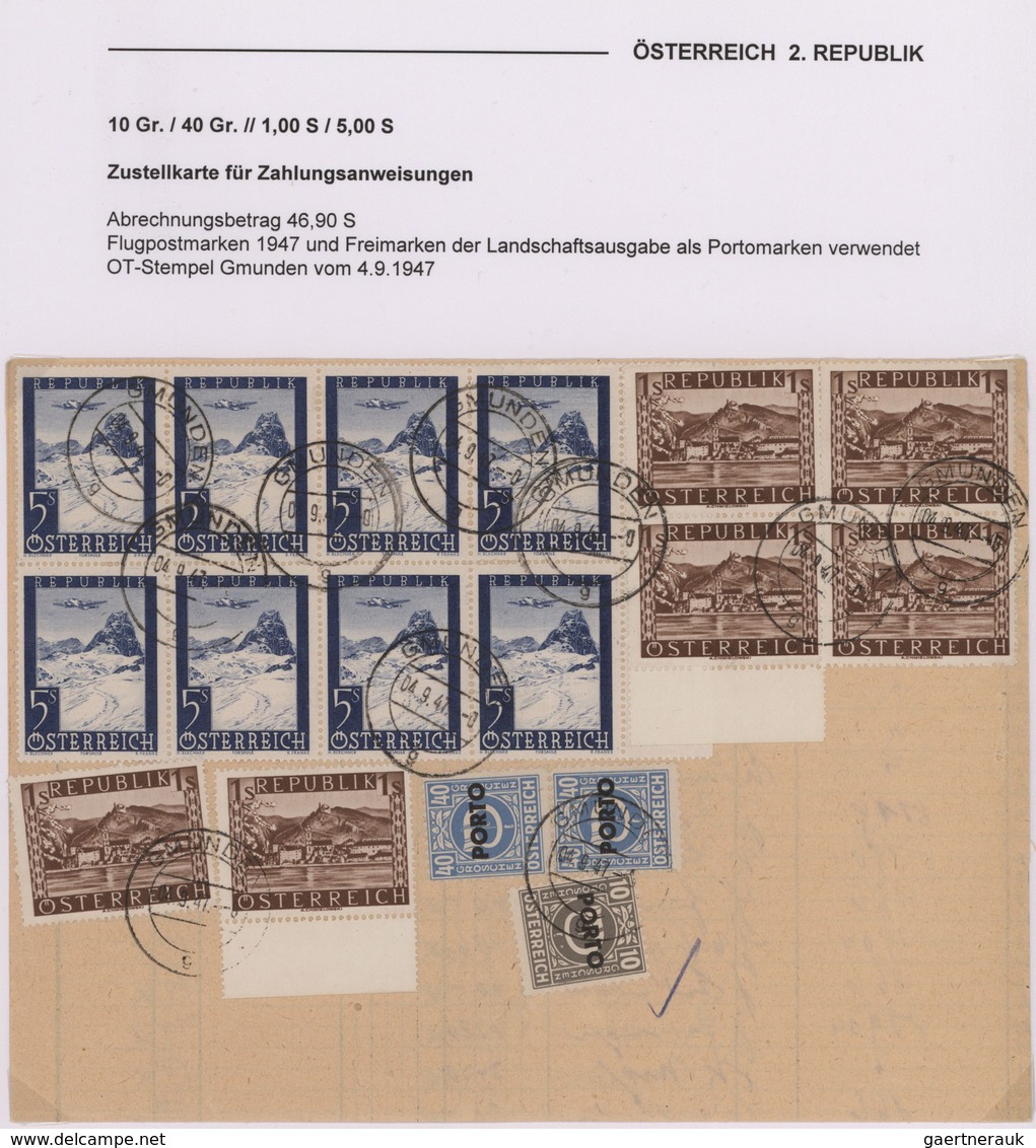 Österreich - Portomarken: 1945/1949, sehr gehaltvolle Ausstellungs-Sammlung mit ca.90 Belegen, dabei