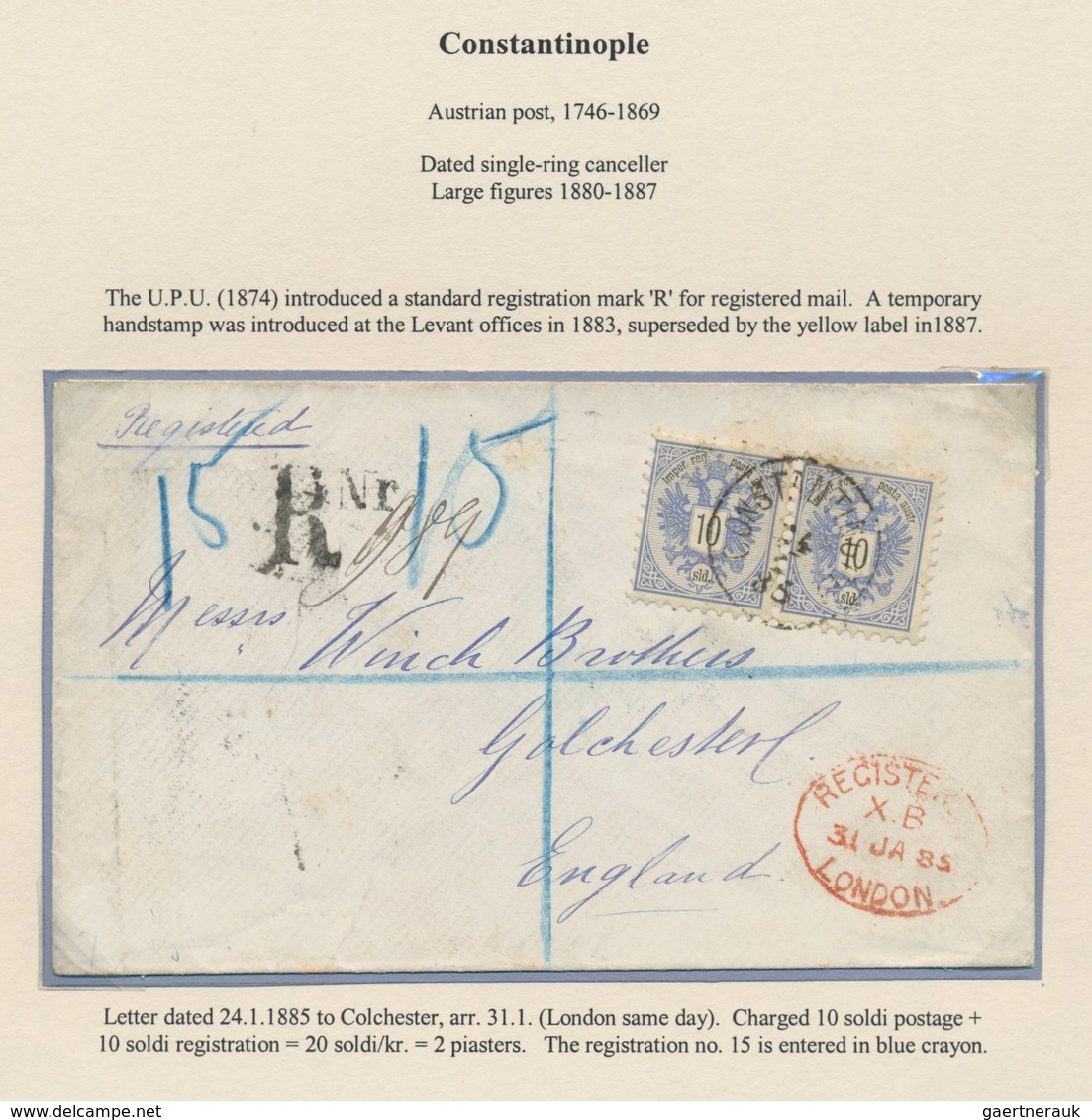 Österreichische Post in der Levante: 1845/1914, Sammlung mit ca.40 Belegen aus CONSTANTINOPEL, dabei