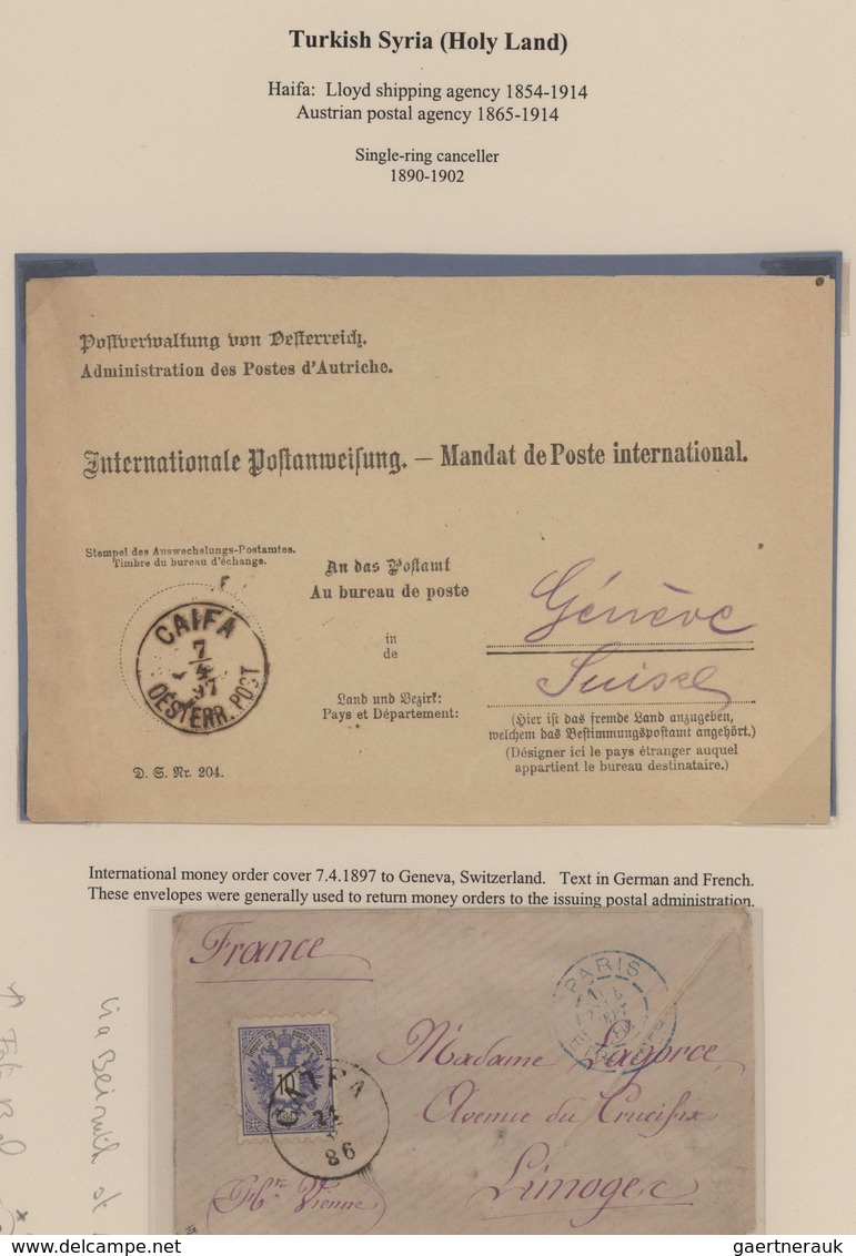 Österreichische Post In Der Levante: 1882/1914, HOLYLAND, Sammlung Mit Ca.20 Belegen Aus Dem "Heilig - Levante-Marken