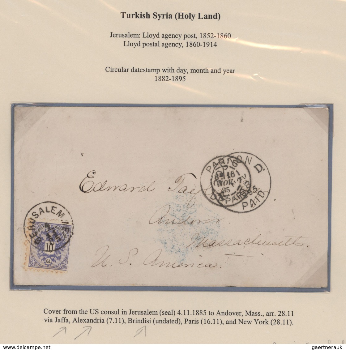 Österreichische Post In Der Levante: 1882/1914, HOLYLAND, Sammlung Mit Ca.20 Belegen Aus Dem "Heilig - Eastern Austria