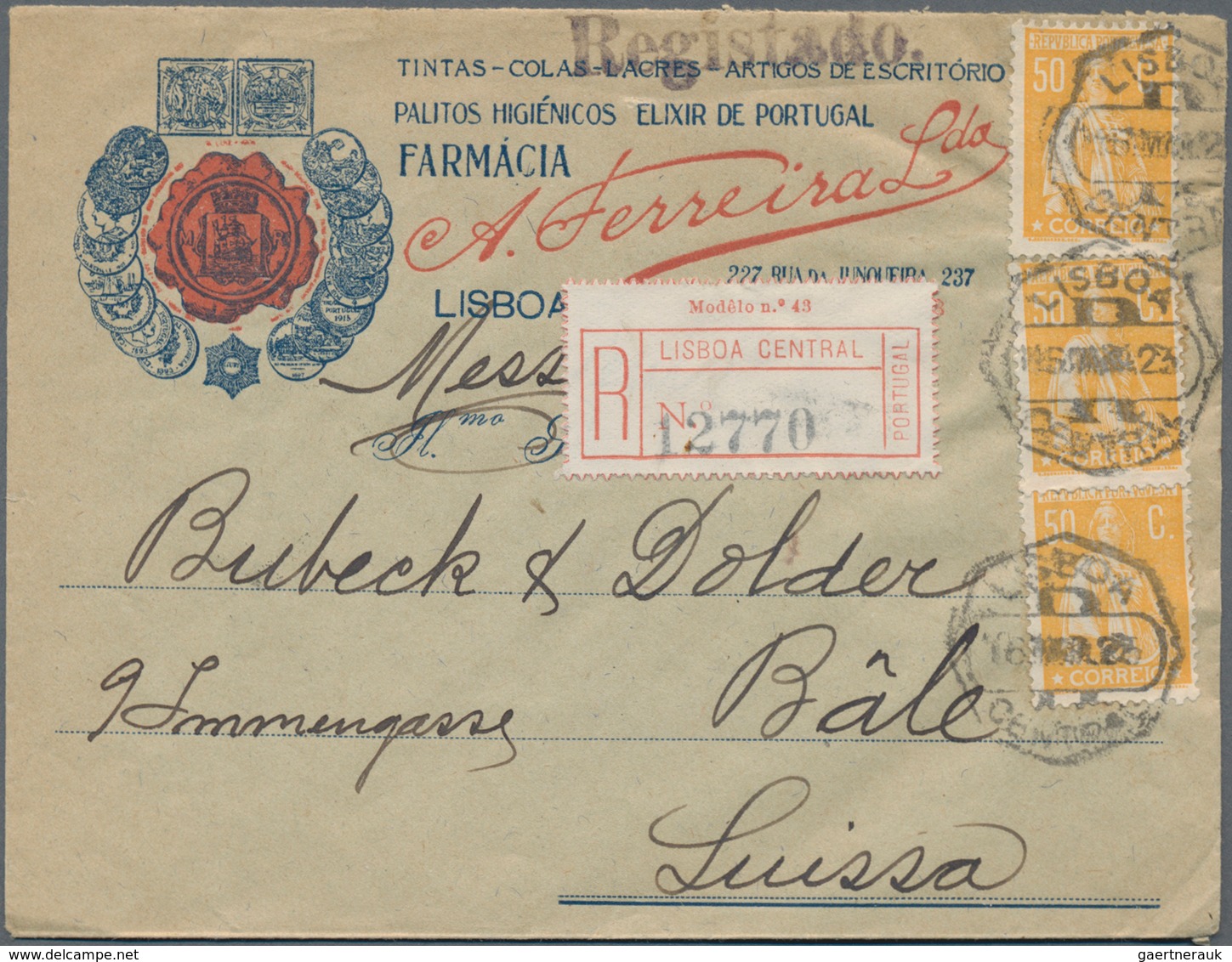 Portugal: 1877/96 Small Holding Of Ca. 130 Letters And Picture-postcards, Incl. Registered Mail, Cen - Autres & Non Classés
