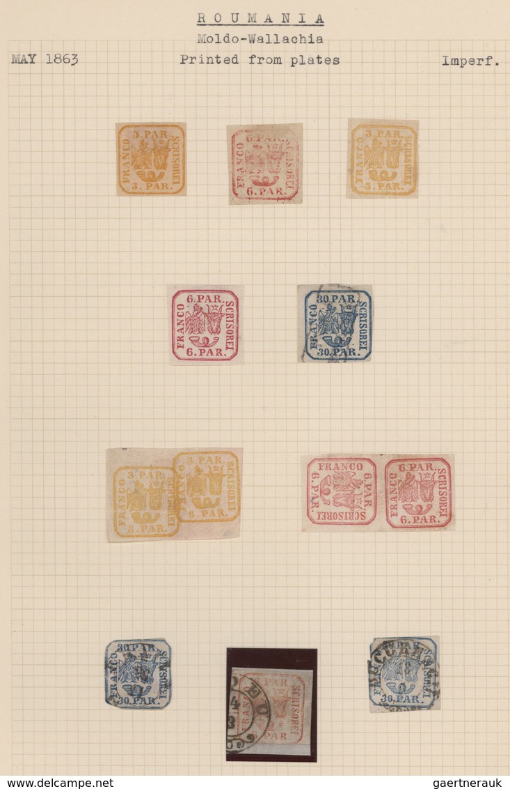 Rumänien: 1862/1865, A Splendid Used And Mint Collection Of 25 Stamps (12 Coat Of Arms And 13 Cuza) - Gebraucht