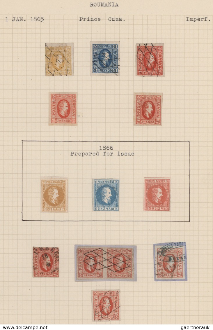 Rumänien: 1862/1865, A Splendid Used And Mint Collection Of 25 Stamps (12 Coat Of Arms And 13 Cuza) - Oblitérés