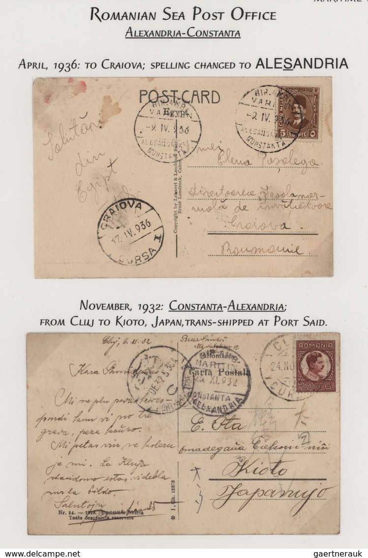 Rumänien - Stempel: 1907/1936, ROMANIAN MARITIME MAIL, Lot With 7 Covers/cards, Comprising 1907 Egyp - Marcophilie