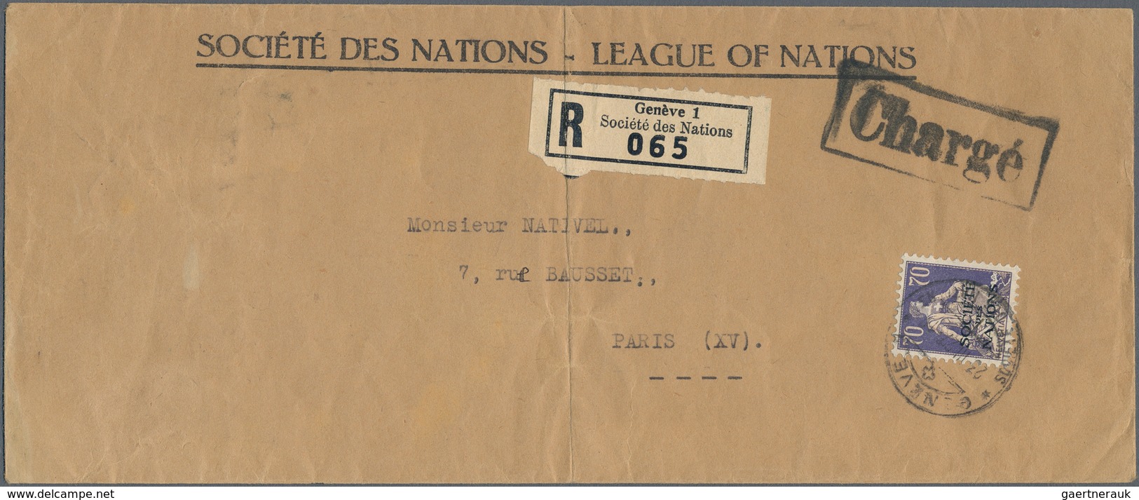 Schweiz - Völkerbund (SDN): 1922/1946, Lot Von 17 Bedarfsbelegen, Dabei Drei Einschreibebriefe Je Mi - UNO