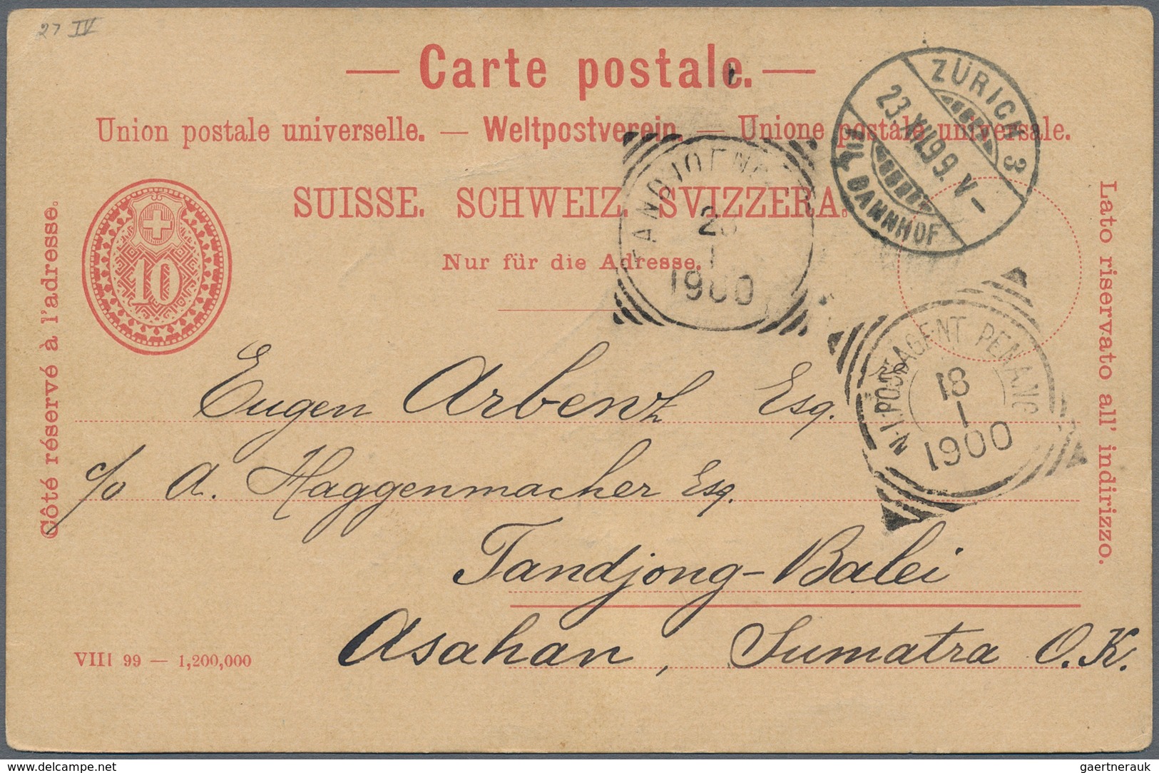 Schweiz - Ganzsachen: 1883-1939 Destination U.S.A.: 27 Ganzsachenkarten Von Verschiedenen Schweiz. O - Stamped Stationery