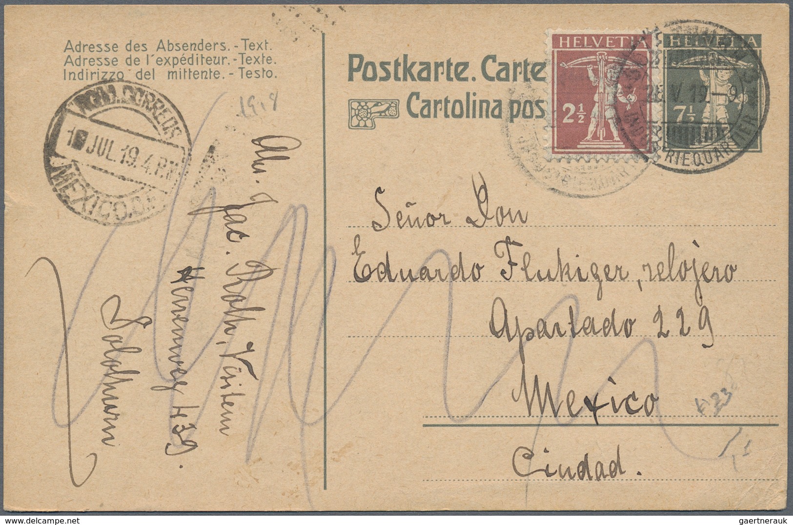 Schweiz - Ganzsachen: 1883-1939 Destination U.S.A.: 27 Ganzsachenkarten Von Verschiedenen Schweiz. O - Stamped Stationery