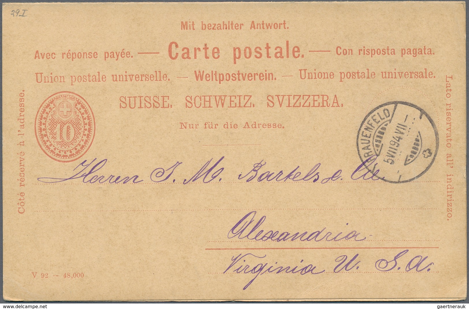 Schweiz - Ganzsachen: 1883-1939 Destination U.S.A.: 27 Ganzsachenkarten Von Verschiedenen Schweiz. O - Interi Postali