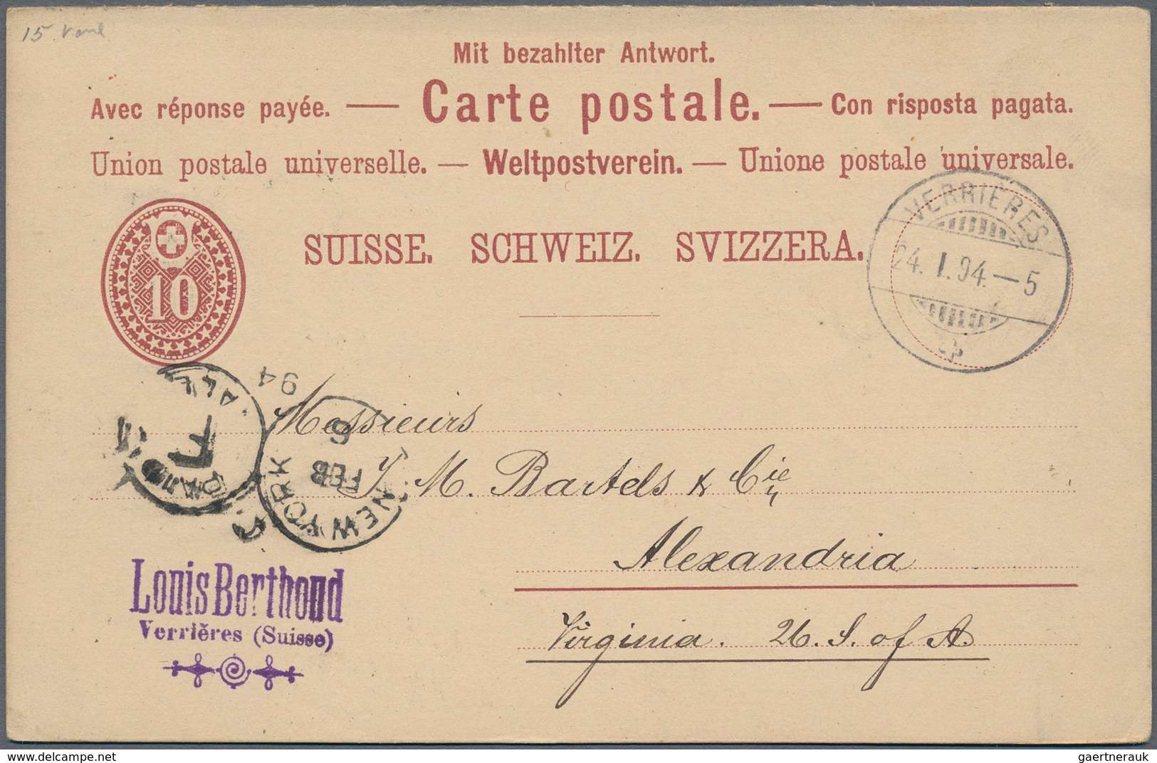 Schweiz - Ganzsachen: 1893-1930 Destinationen: 14 Gebrauchte Ganzsachenkarten Mit Ungewöhnlichen Des - Stamped Stationery