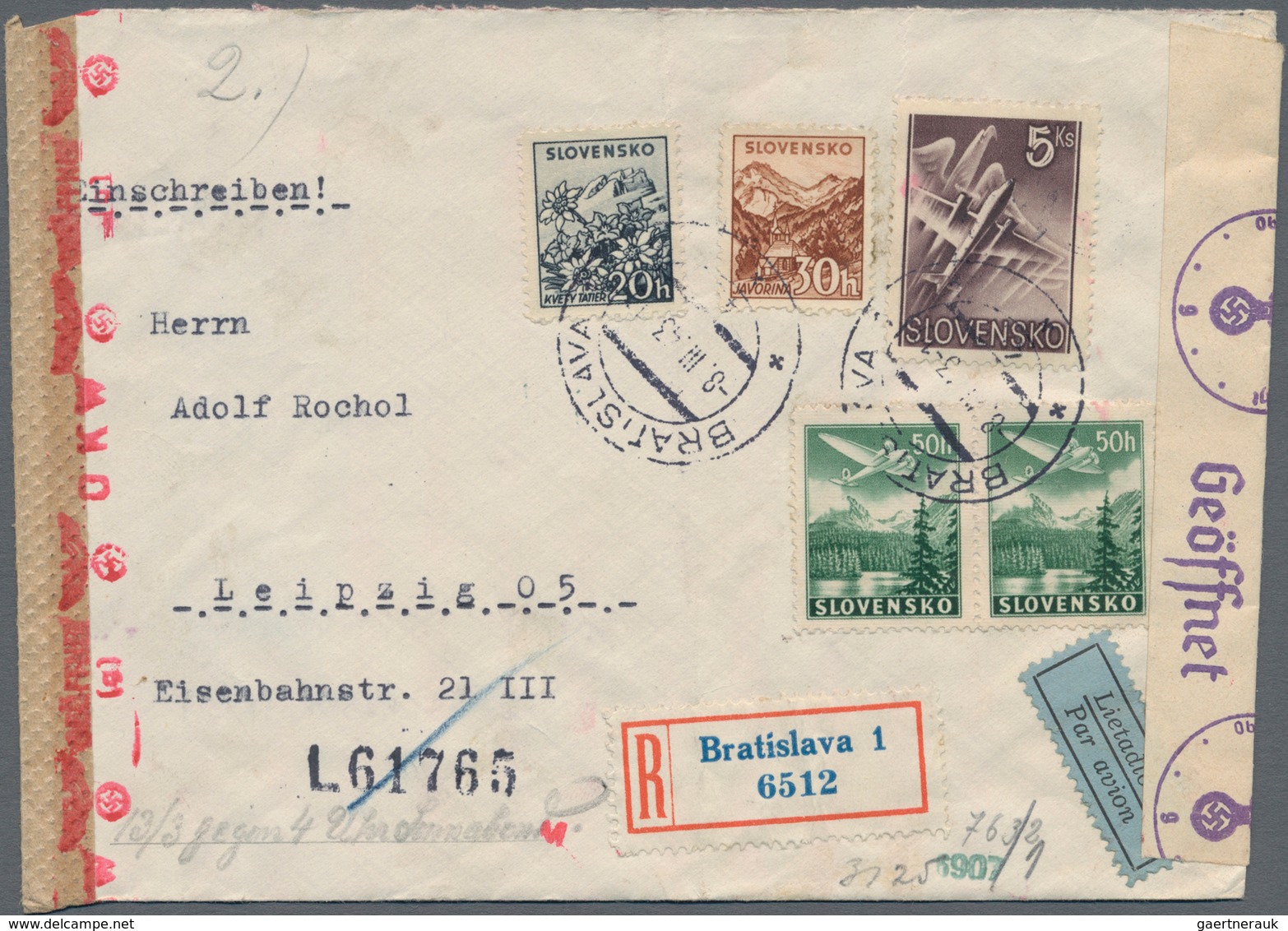 Slowakei: 1939/43 Small Holding Of Ca. 40 Letters, Cards, Picture Postcards And Used Postal Stationa - Briefe U. Dokumente