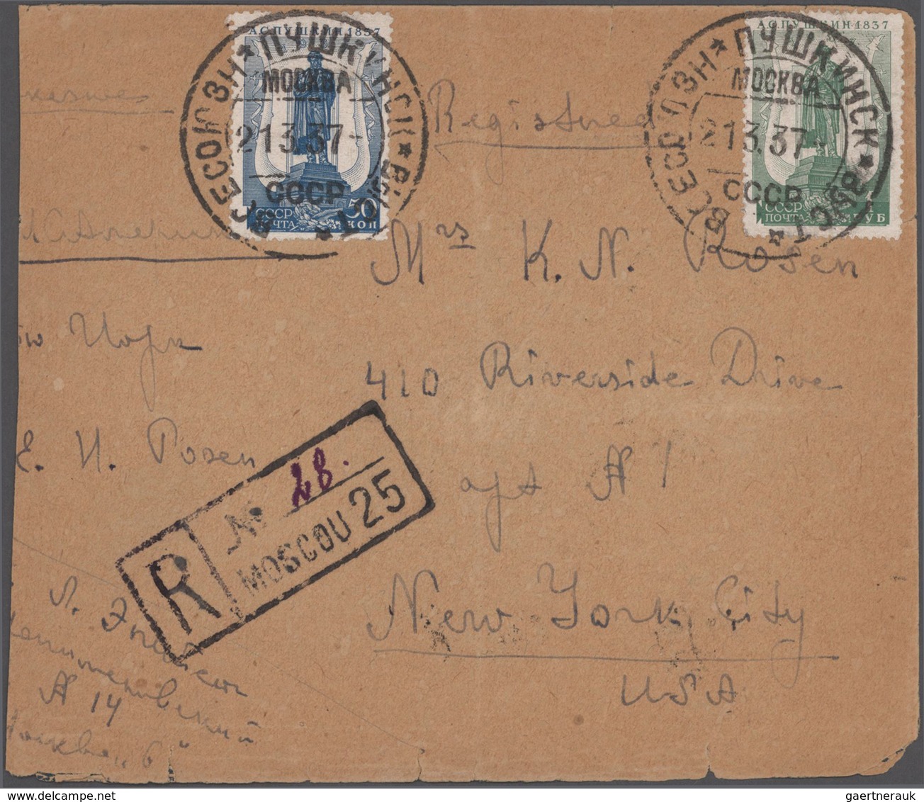 Sowjetunion: 1909/62 album with ca. 75 letters, picture-postcards and used postal stationery (some p