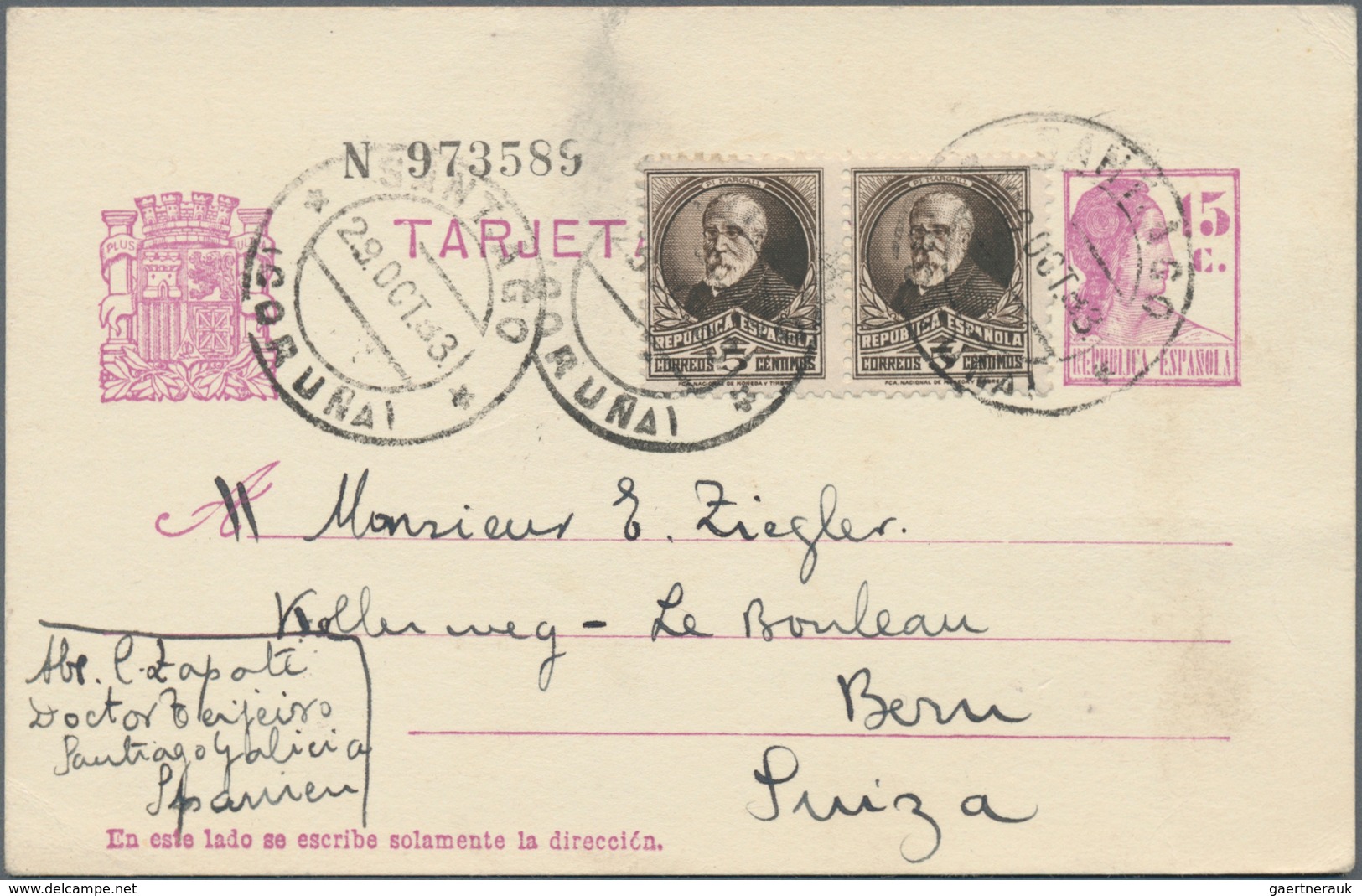 Spanien: 1865/1995, Holding Of About 180 Letters, Service Letters, Cards, Picture-postcards (a Card - Oblitérés