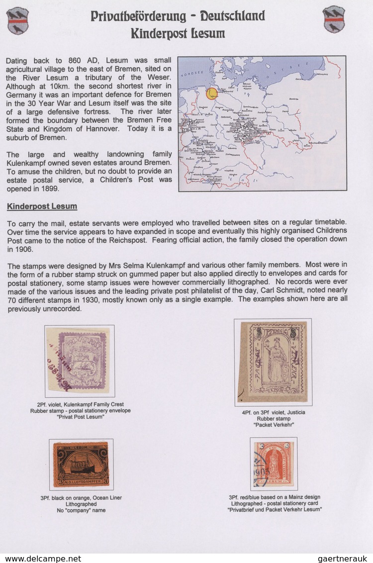 Deutschland - Besonderheiten: 1892/2000 Ca., ALTERNATIVE POSTDIENSTE In DEUTSCHLAND, Vielseitige Und - Sonstige & Ohne Zuordnung