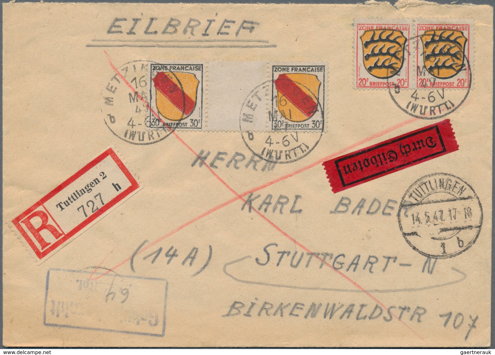 Heimat: Baden-Württemberg: 1945/1949, METZINGEN, NEUHAUSEN, MÜNSINGEN, REUTLINGEN, TÜBINGEN, Partie - Sonstige & Ohne Zuordnung