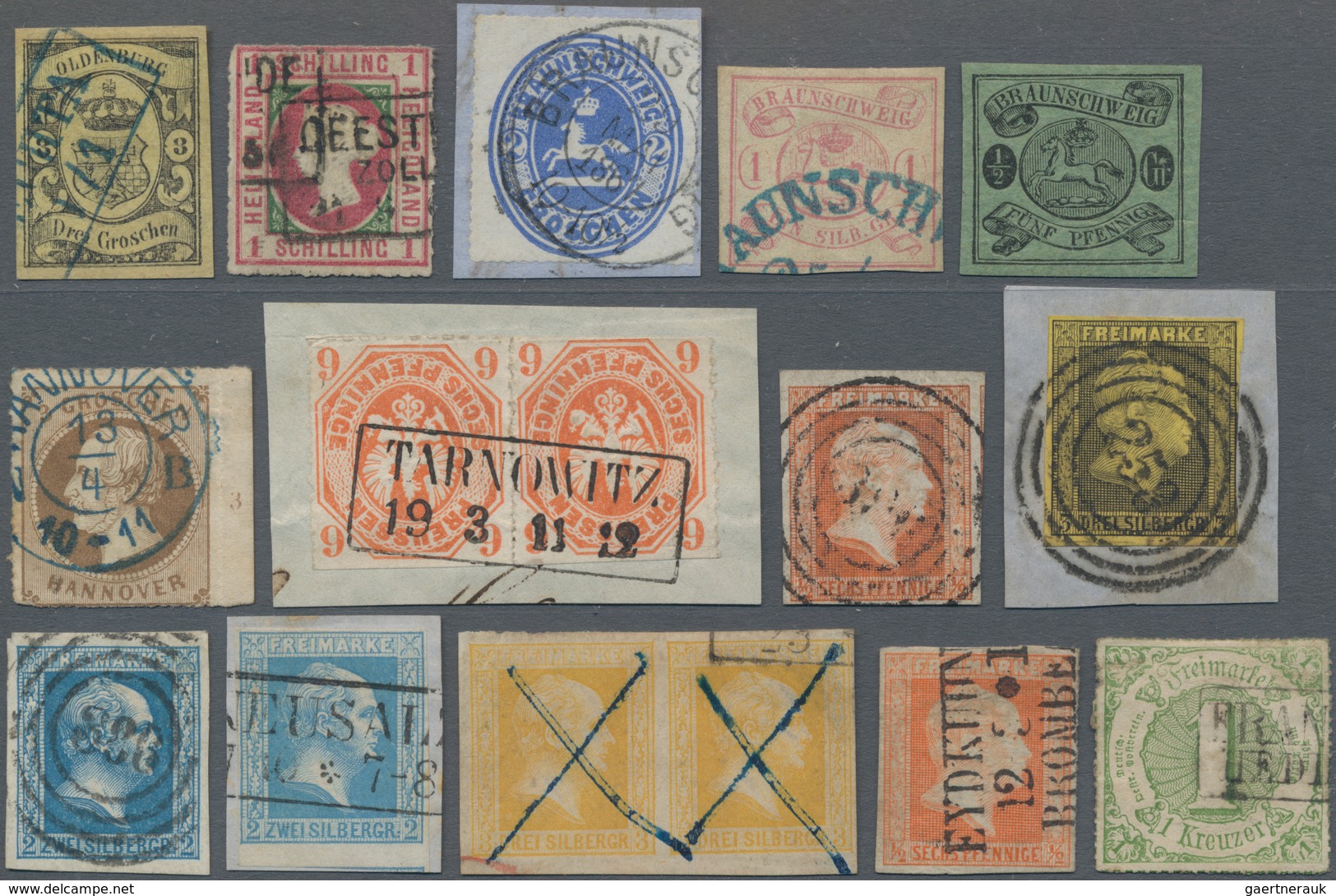 Altdeutschland: 1850-1920, Bergedorf Bis NDP, Umfangreicher Bestand Mit Mehreren Hundert Steckkarten - Collections