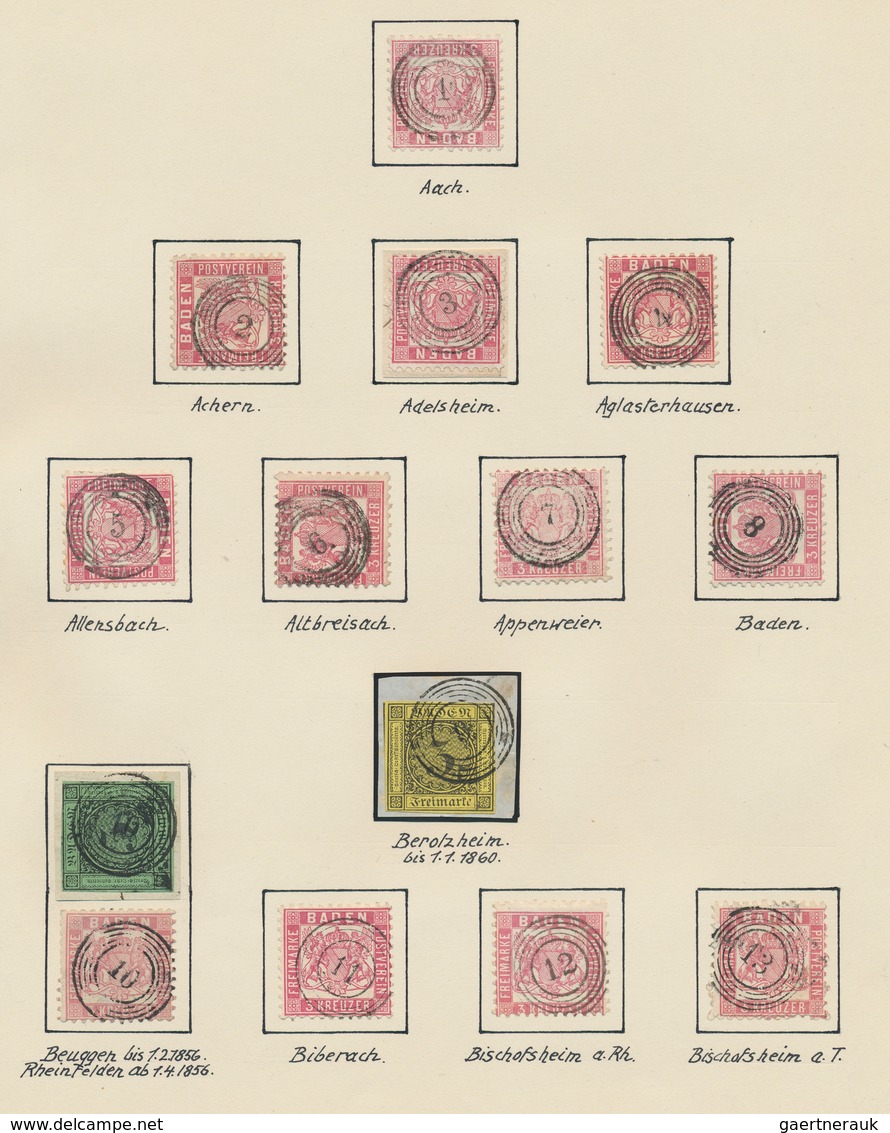 Baden - Marken Und Briefe: 1851/1871, Sehr Reichhaltige STEMPEL-Sammlung Mit Ca.500 Marken, Briefstü - Sonstige & Ohne Zuordnung