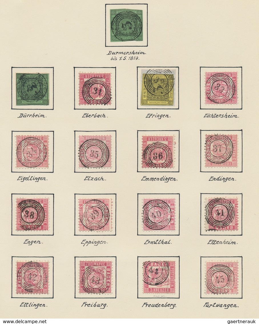 Baden - Marken Und Briefe: 1851/1871, Sehr Reichhaltige STEMPEL-Sammlung Mit Ca.500 Marken, Briefstü - Autres & Non Classés
