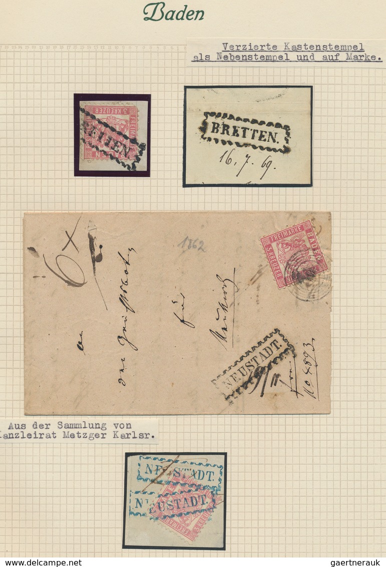 Baden - Marken Und Briefe: 1851/1871, Sehr Reichhaltige STEMPEL-Sammlung Mit Ca.500 Marken, Briefstü - Other & Unclassified