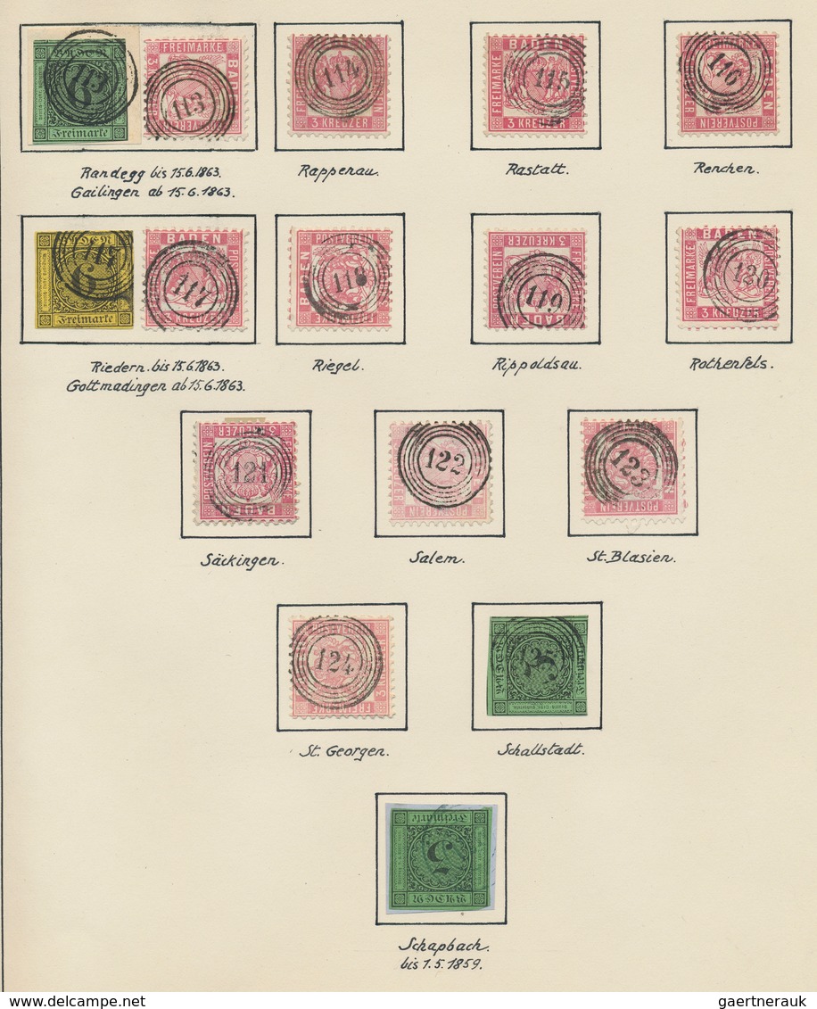 Baden - Marken Und Briefe: 1851/1871, Sehr Reichhaltige STEMPEL-Sammlung Mit Ca.500 Marken, Briefstü - Autres & Non Classés