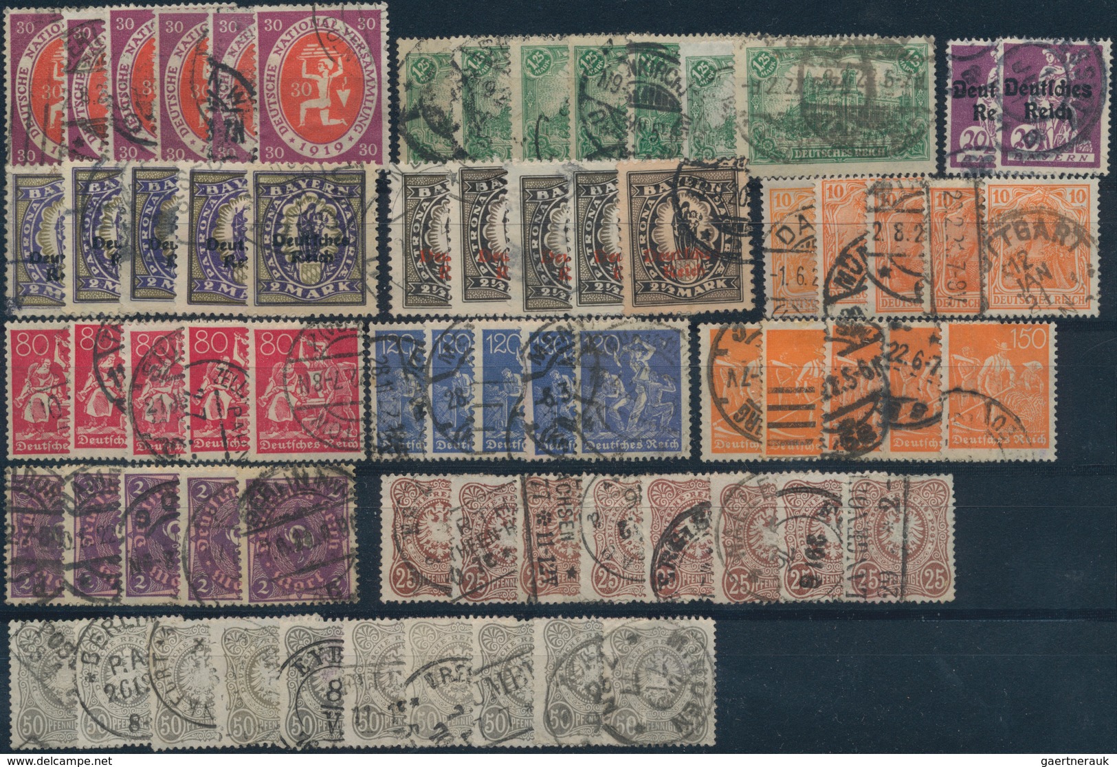 Deutsches Reich: 1875-1930, Gemischte Partie Auf 30 Steckkarten, Beginnend Mit Pfennige, Viel Infla - Sammlungen