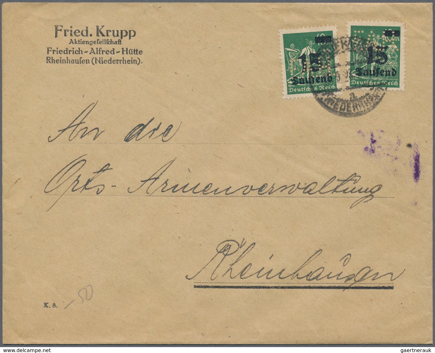 Deutsches Reich - Inflation: 1923, Posten Von 14 Orts-Briefen Der Friedrich-Alfred-Hütte (Krupp) In - Collezioni