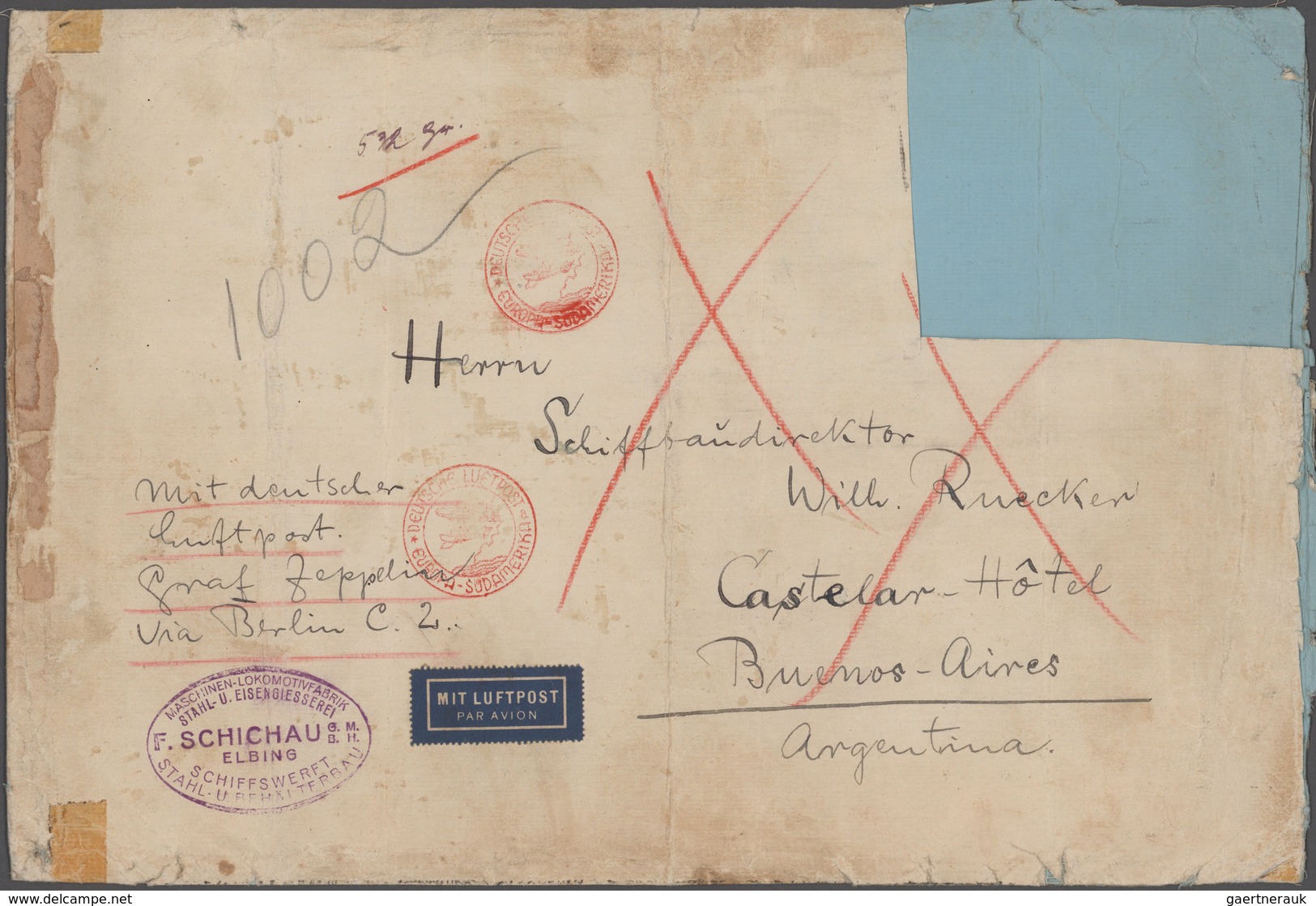 Deutsches Reich - 3. Reich: 1934, Flugpostmarken 3 RM Zeppelin Als Massenfrankatur Auf Briefrückseit - Sonstige & Ohne Zuordnung