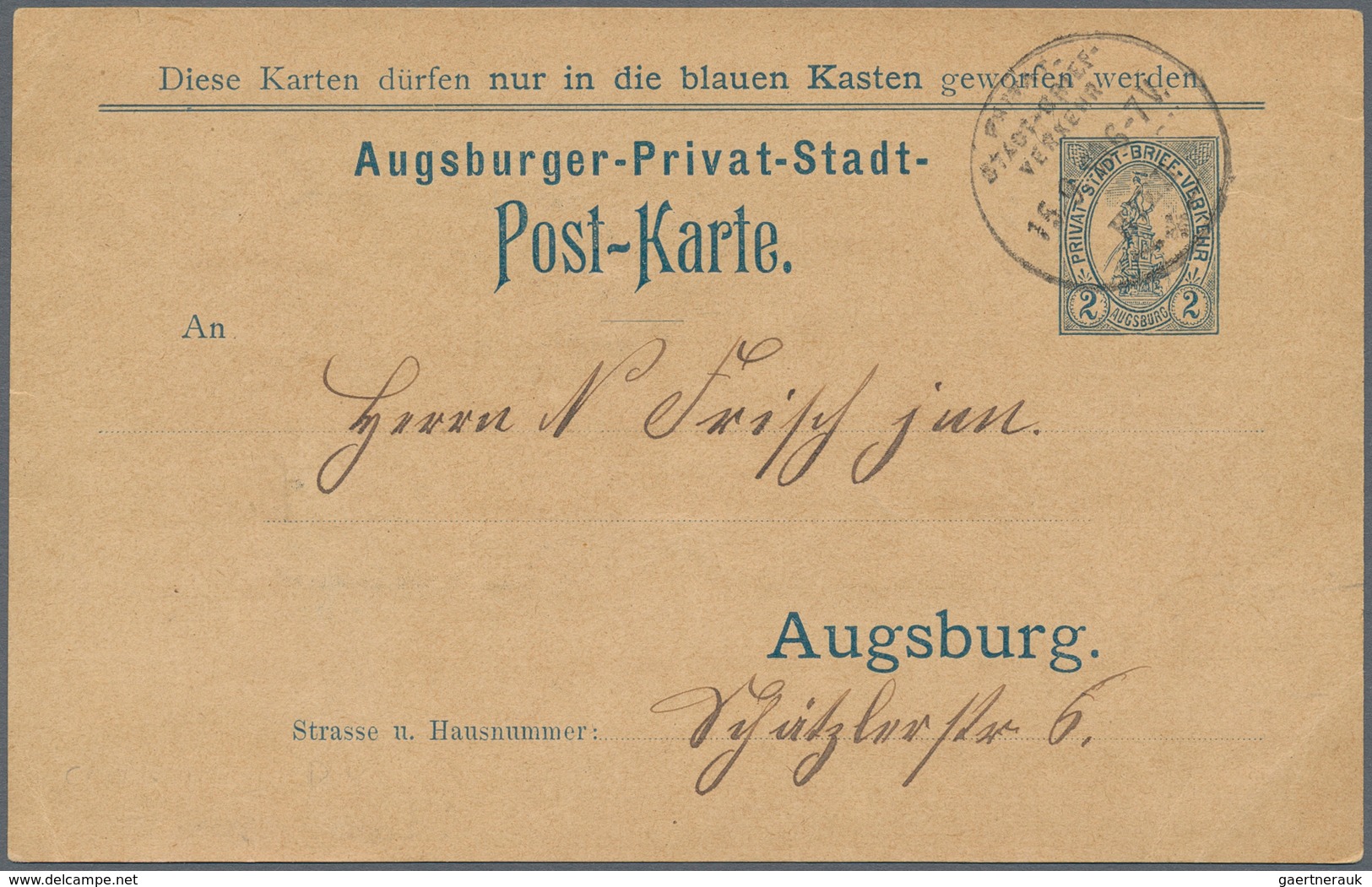 Deutsches Reich - Privatpost (Stadtpost): AUGSBURG: Posten Von Marken, Zumeist Auf Briefstücken Und - Private & Local Mails