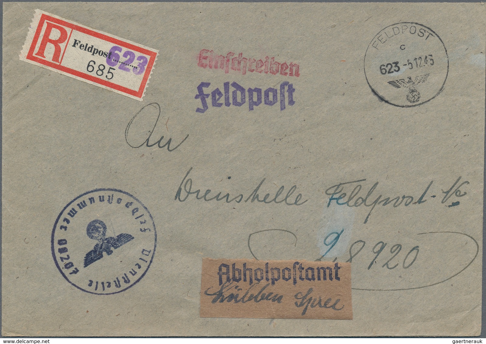 Feldpost 2. Weltkrieg: 1940/1944, Sammlung Mit Ca.90 Feldpost-Einschreibebriefen, Dabei Viele Versch - Autres & Non Classés