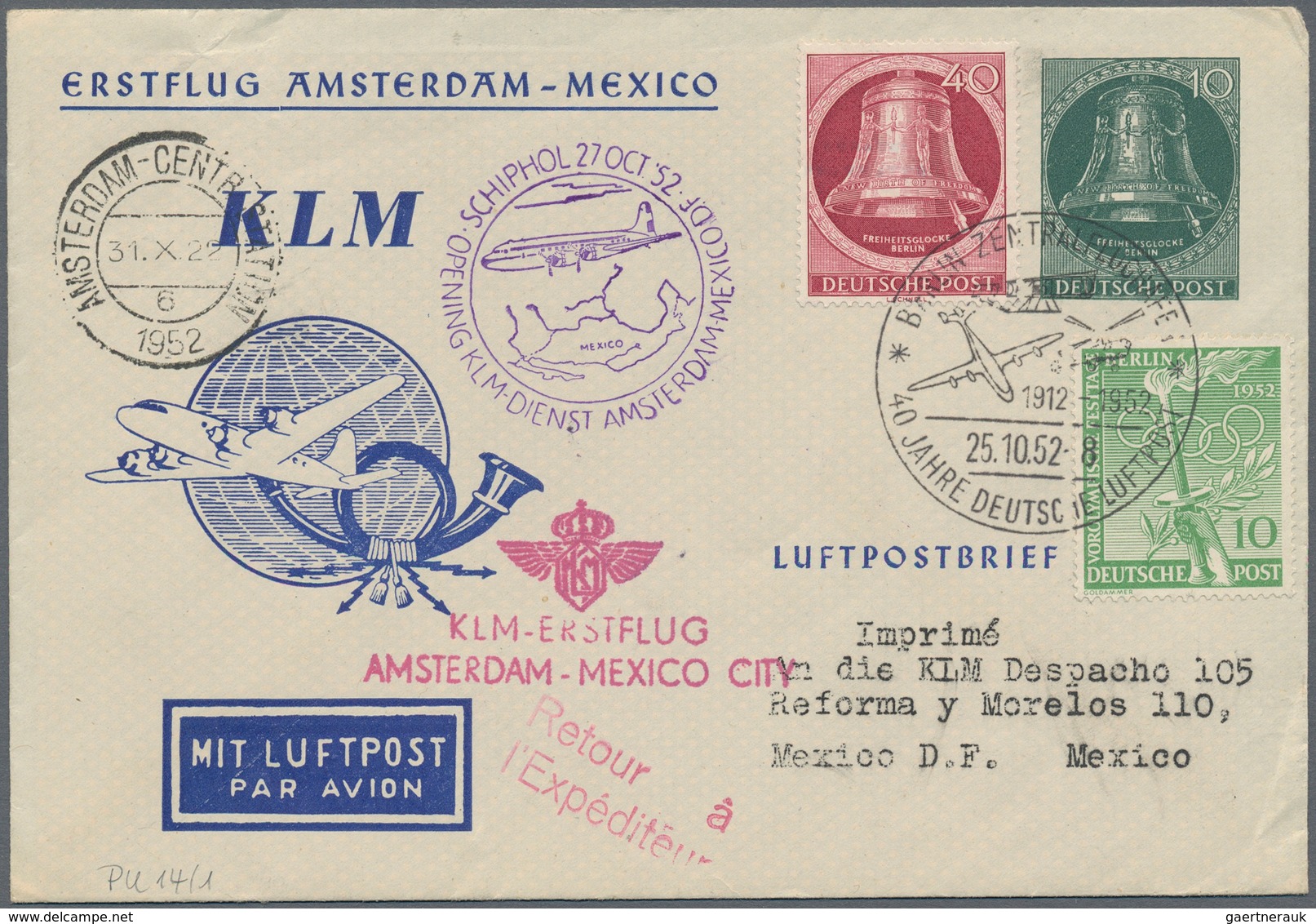 Berlin: 1951 - 1959, Posten Von über 50 Privat-Ganzsachenkarten Mit Der Ausgabe Glocke, Klöppel Link - Lettres & Documents