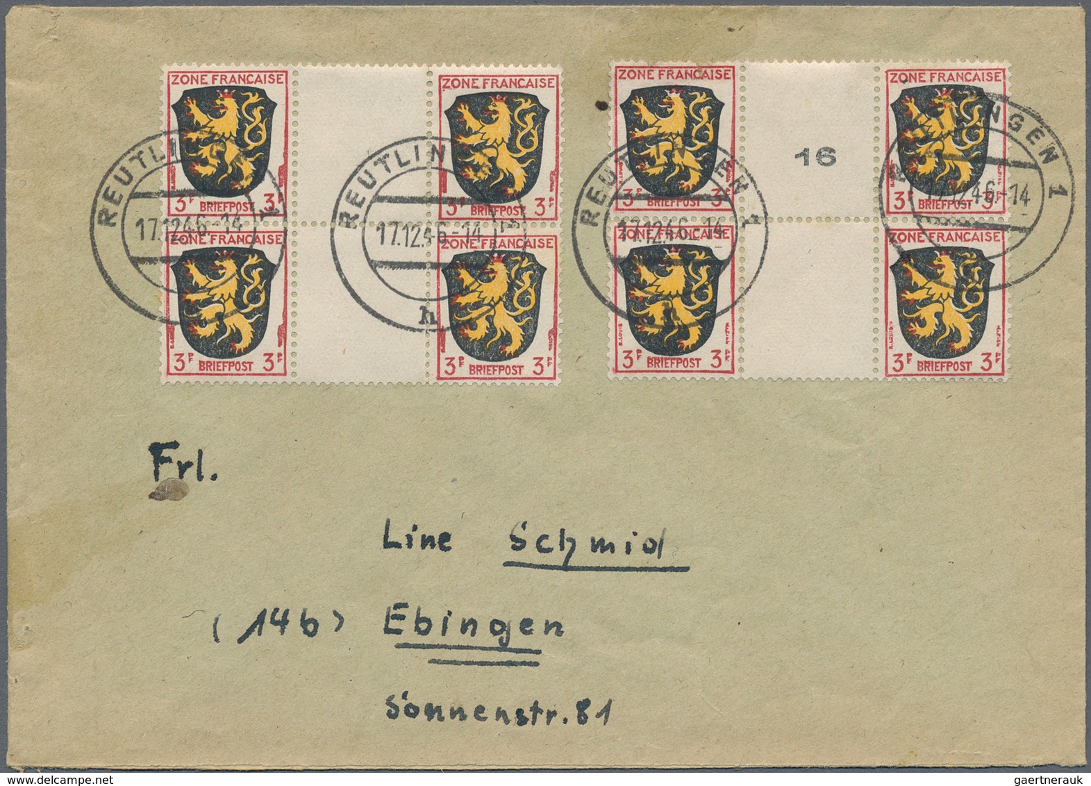 Französische Zone - Allgemeine Ausgabe: 1946, Wappen 1 Pfg.-5 Pfg., Lot Von Sechs Briefen Aus Einer - Altri & Non Classificati