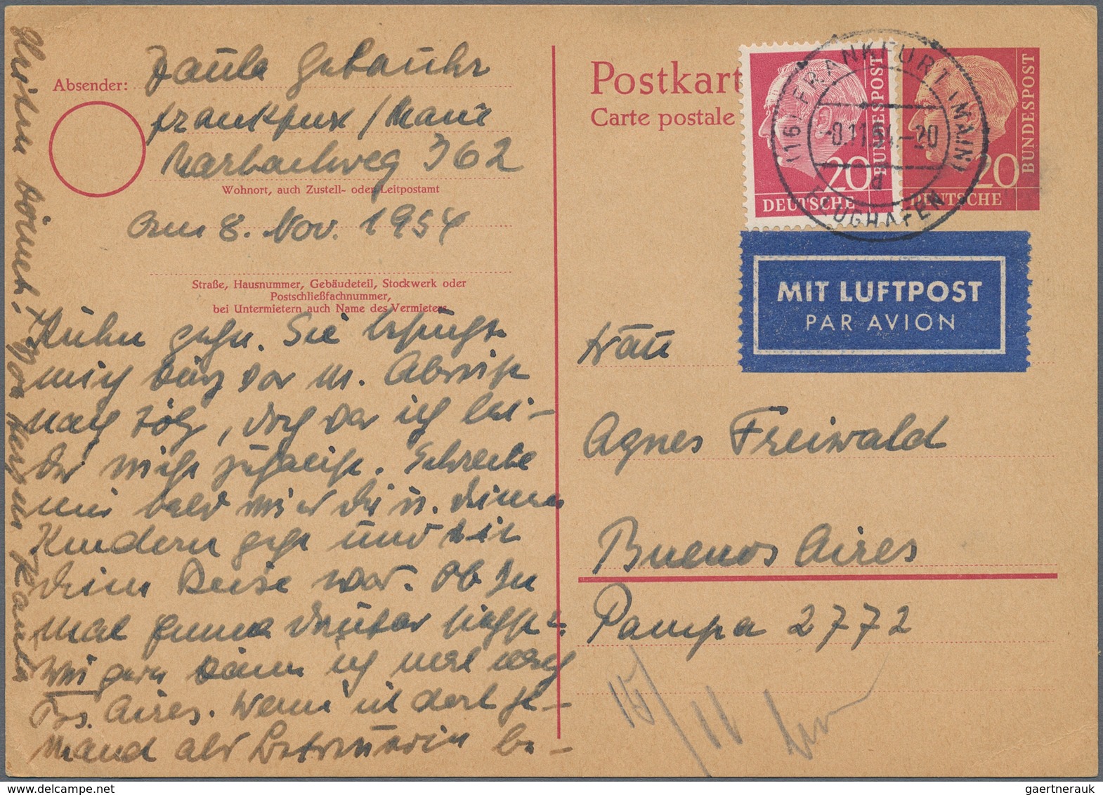 Bundesrepublik Deutschland: 1954 - 1957 (ca.), Posten Von Ca. 40 Briefen Mit Heuss-Frankaturen Nach - Sammlungen