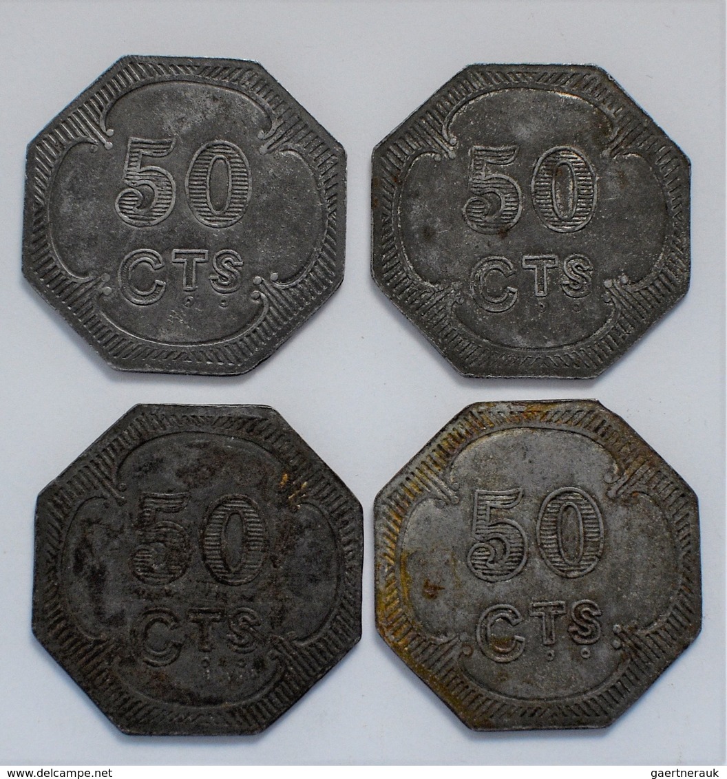 Frankreich: British Expeditionary Force WWI.: P.O.W. Token 50 Centimes. Lot 4 Stück, Notgeld / Achte - Other & Unclassified