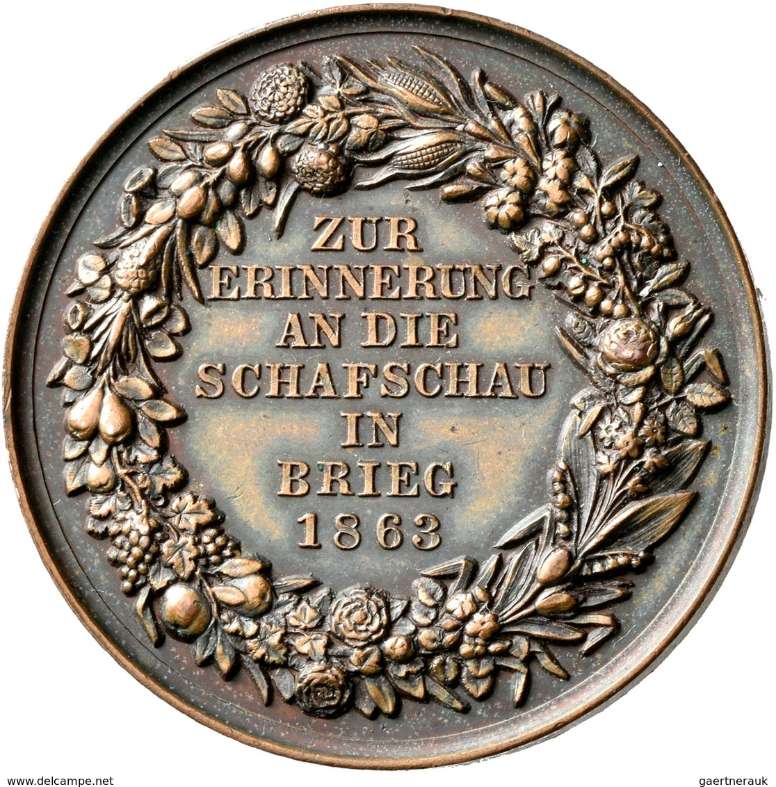 Medaillen Deutschland: Brieg: Bronzemedaille 1863 Von W. Kullrich/Loos. Zur Erinnerung An Die Schafs - Autres & Non Classés