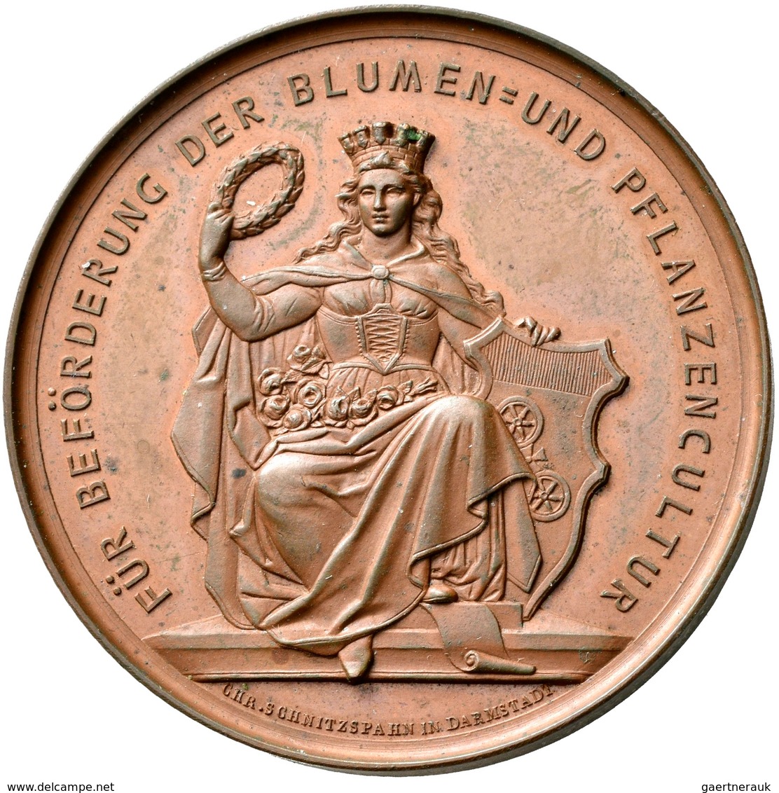 Medaillen Deutschland: Mainz: Bronzemedaille 1863 Von Chr. Schnitzspahn, Auf Die Erste Große Blumena - Other & Unclassified