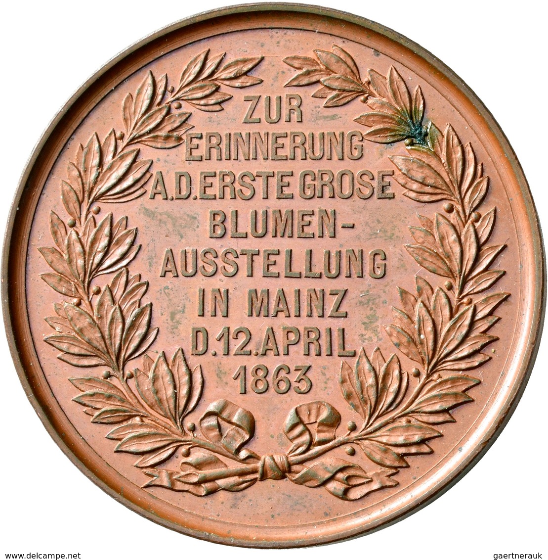 Medaillen Deutschland: Mainz: Bronzemedaille 1863 Von Chr. Schnitzspahn, Auf Die Erste Große Blumena - Other & Unclassified