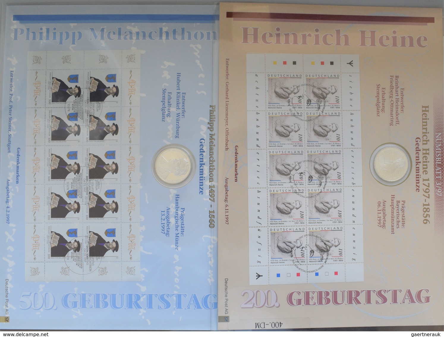 Numisbriefe, Numisblätter: Ein Karton Voll Mit Numisblätter 1997 - 2010 Aufbewahrt In 5 Schuber. Dab - Autres & Non Classés