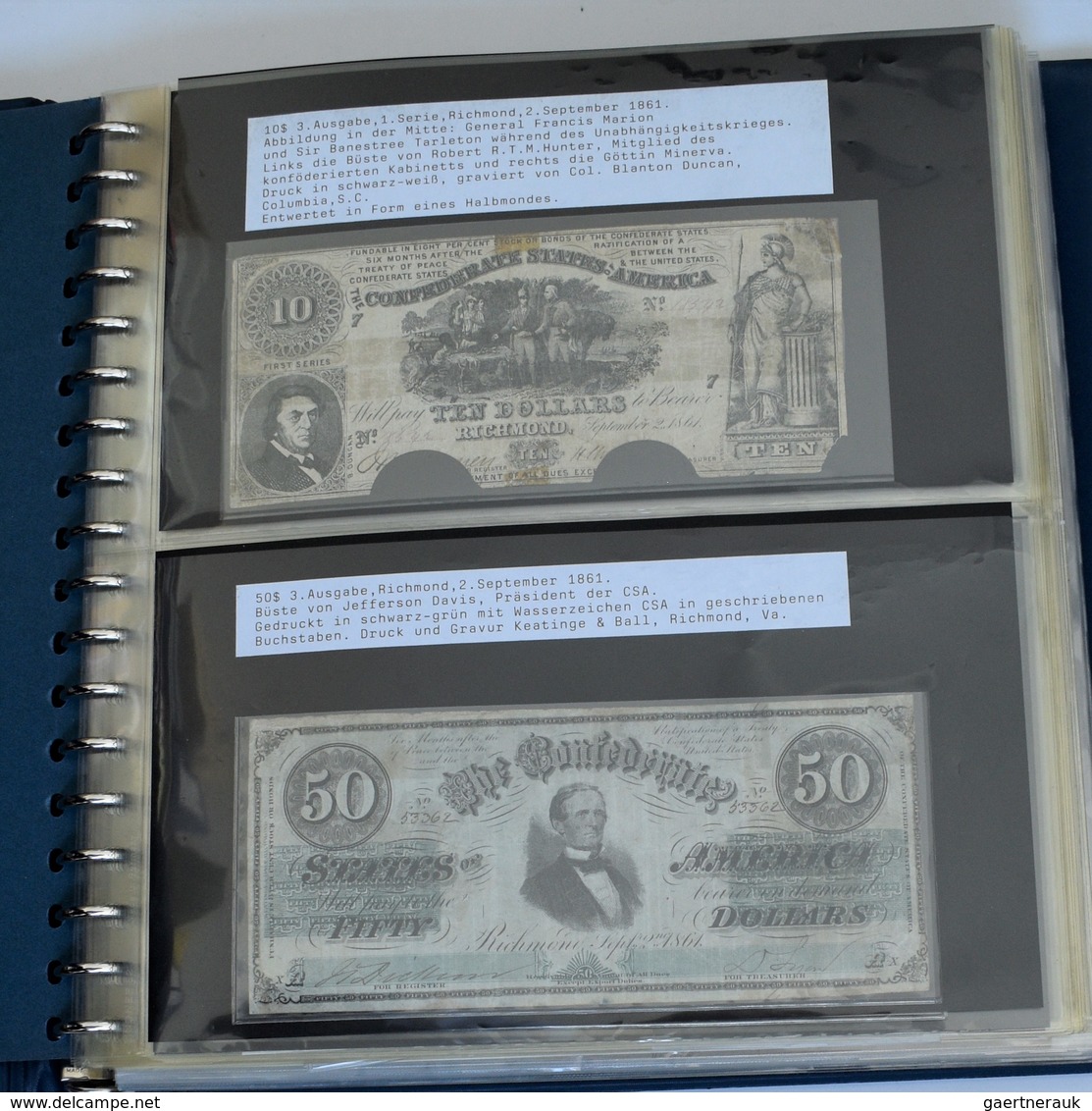 United States Of America: Nice Album With Banknotes And Documents Showing The Finances Of The USA Du - Other & Unclassified