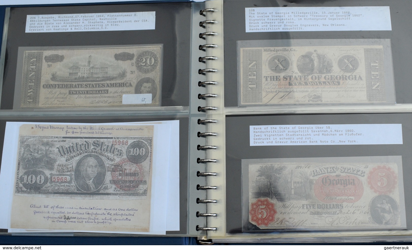 United States Of America: Nice Album With Banknotes And Documents Showing The Finances Of The USA Du - Other & Unclassified