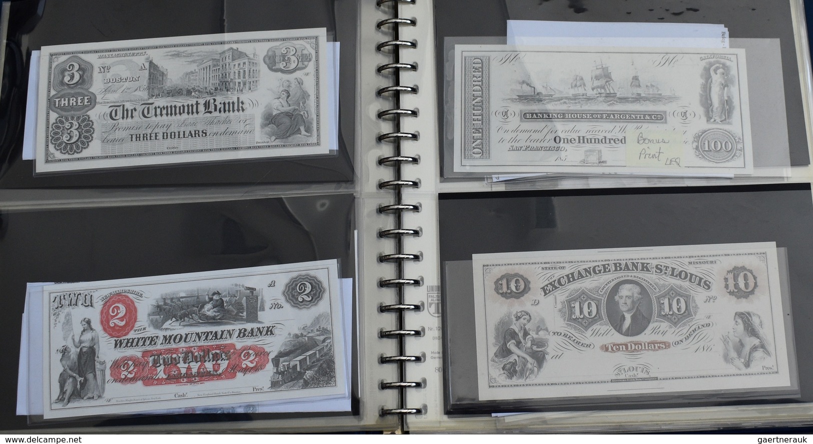 United States of America: Nice Album with banknotes and documents showing the finances of the USA du